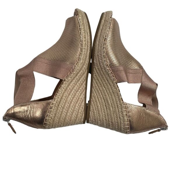 Gentle Souls Kenneth Cole Charli Cross Elastic Wedge Sandals Rose Gold 7 Shoes - Picture 5 of 12